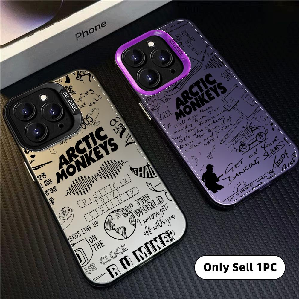 Phone Cases For Iphone 16 - A-Arctic Monkeysのバンドロゴ入り、カラフルなマット加工のレーザー加工オーロラデザインのiPhone 18、17、16、15、14、13、12、11 Pro Max、Air用スマホケース。