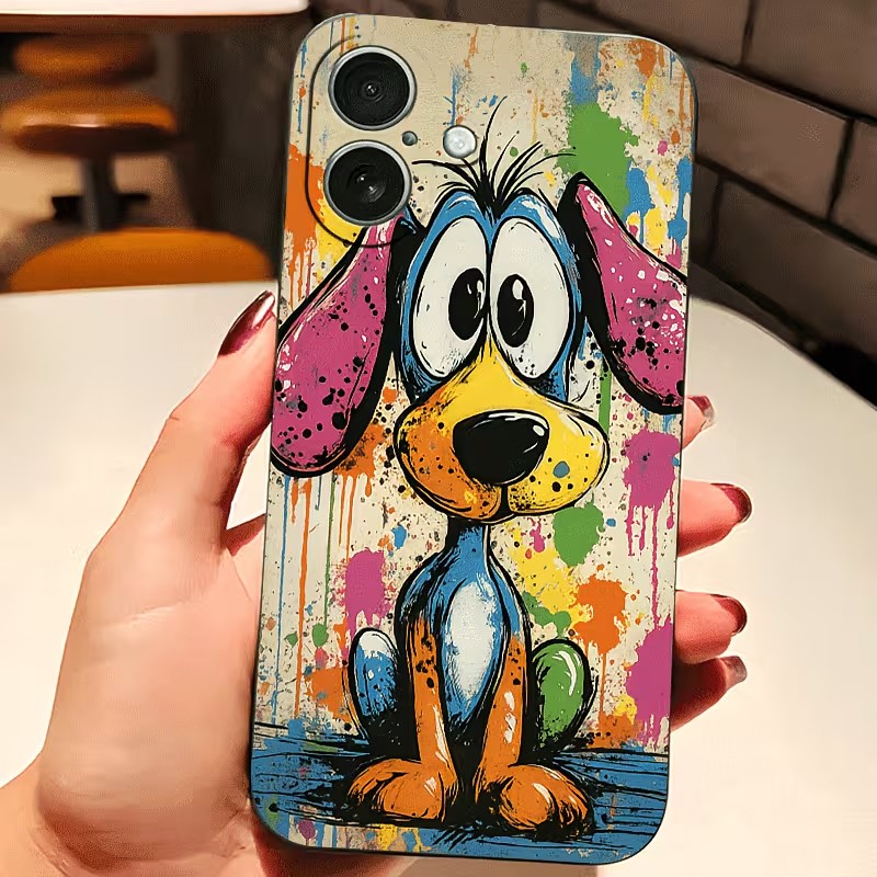 Phone Cases Xr Iphone - 落書きカラーの子犬柄TPUスマホケース iPhone 17 16 15 14