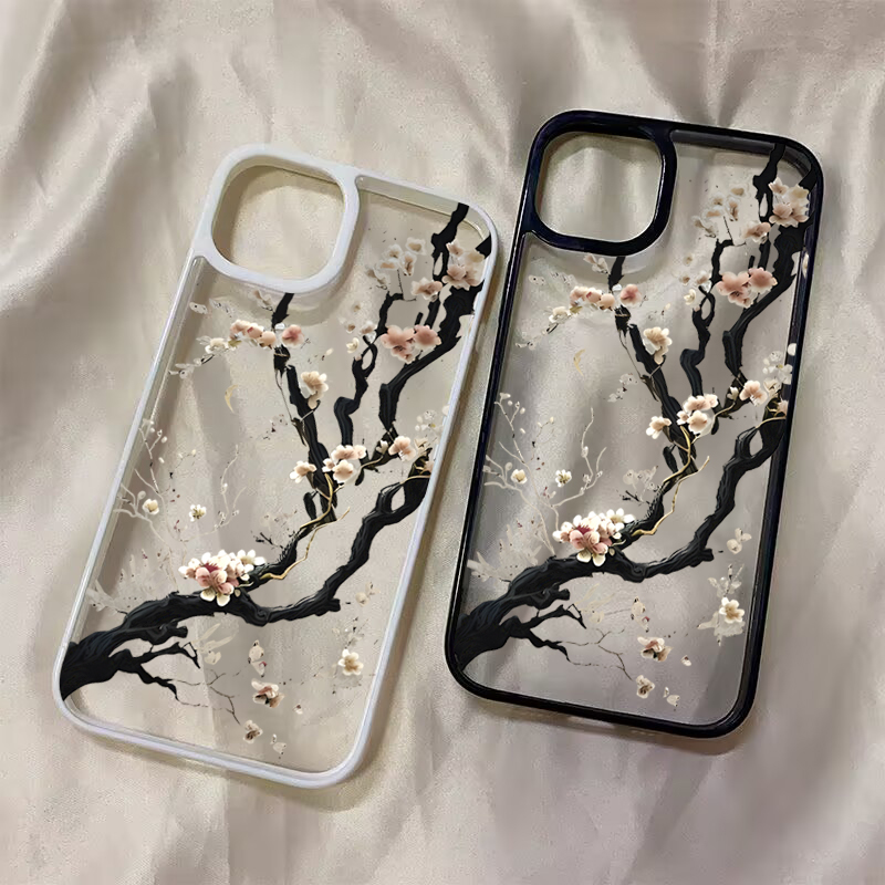 Phone Cases Galaxy A16 5G - 中国梅の花柄アートケース Samsung Galaxy S26 S25 FE