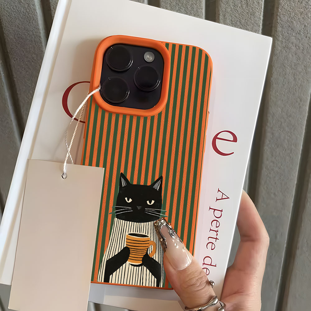 面白いコーヒー猫柄ライチ柄iPhoneケース iPhone  - Phone Cases Xr Iphone のレビューと価格