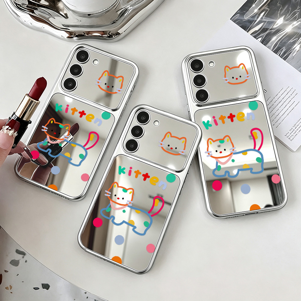 かわいい猫のデザインのスマートフォン用ミラーケース。Sams - Phone Cases Galaxy A16 5G のレビューと価格