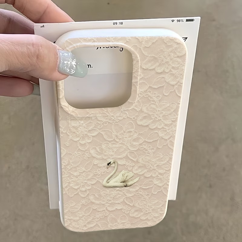 レーススワン柄ライチテクスチャスマホケース iPhone 1 - Phone Cases For Iphone 16 のレビューと価格